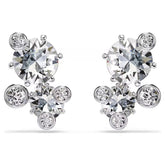 Constella stud earrings Round cut, White, Rhodium plated